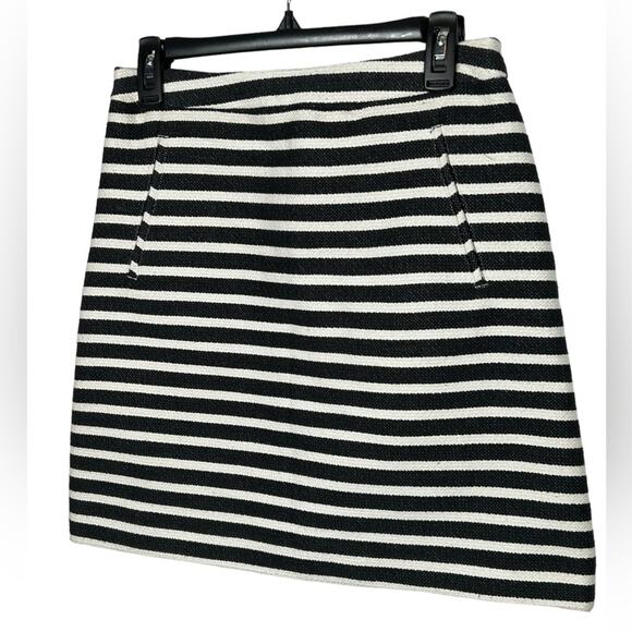 Halogen Mini Micro Skirt Black and White Striped Nautical Size 4 - Picture 3 of 11